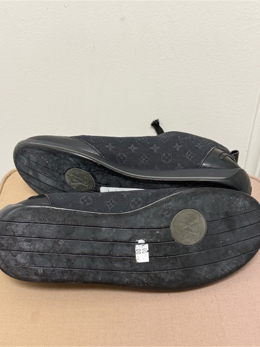 Louis Vuitton Men’s Black Monogram Low-Profile Sneakers - Picture 4 of 9